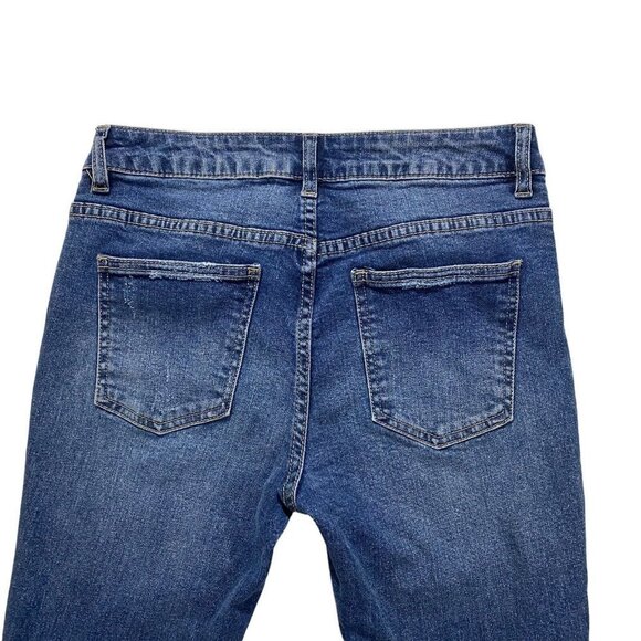 Harper Cropped Jeans Womens Size 29 Blue Mid Rise Medium Wash Ripped Denim - Picture 8 of 11